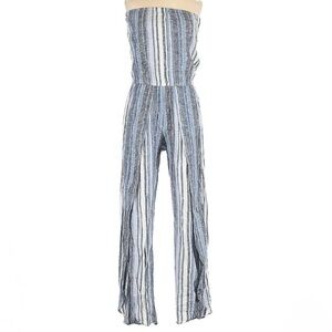 Anthropologie Drew Emerson Women’s Linen Strapless Jumpsuit Boho Blue Medium